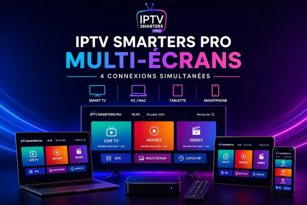 IPTV Smarters Pro Multi-Écrans 4 Connexions