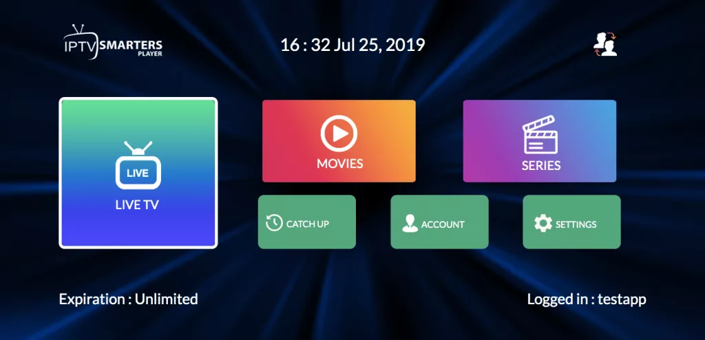 Interfaz IPTV Smarters Player Premium