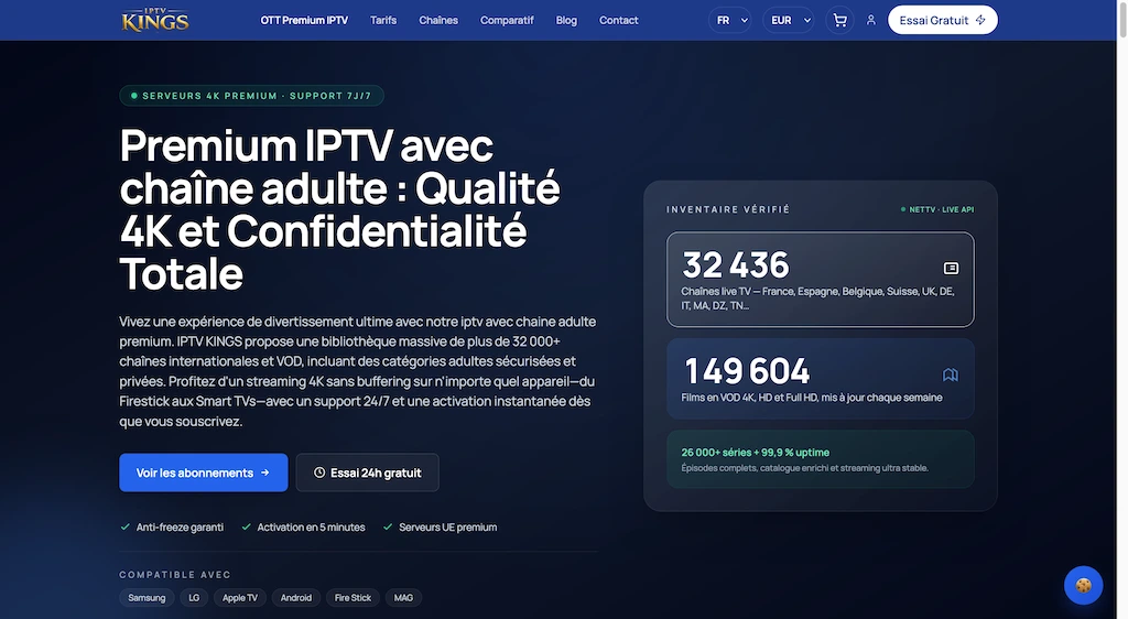 IPTV Kings - Fournisseur IPTV Premium 2026 IPTV Kings - Premium 4k