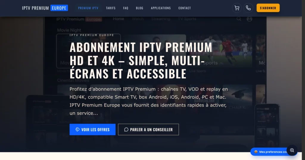 IPTV Premium Europe - Fournisseur IPTV Premium 2026 IPTV Premium Europe - Meilleur Catalogue européen