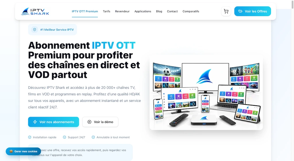 IPTV Shark - Fournisseur IPTV Premium 2026 IPTV Shark - Meilleur catalogue IPTV